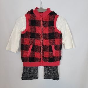NEW - First Impressions Boy's 3-piece set (shirt, pants, & Vest) in Red & Black